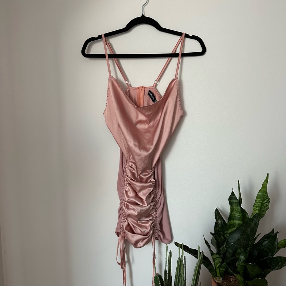 Pretty Little Thing Satin & Mesh Pink Mini Dress